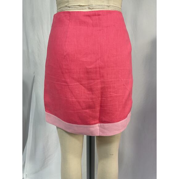 Staud 'Leandro' Pink Linen Two-Tone Linen Miniskirt Size 10 - Picture 3 of 5